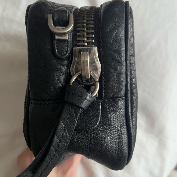 Black Faux Pebbled Leather Crossbody Bag with Chain Strap - Picture 6 of 16